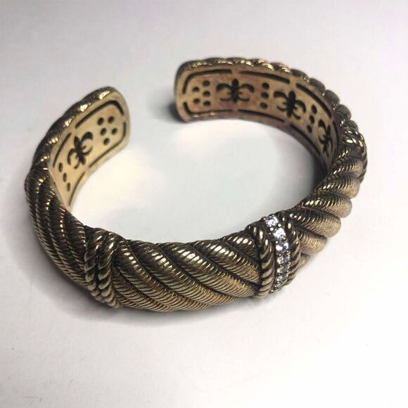 901 JUDITH RIPKA 925 Sterling Vermeil CZ Hinged 6.25" rope Cuff Bracelet 67.97g - Picture 3 of 4